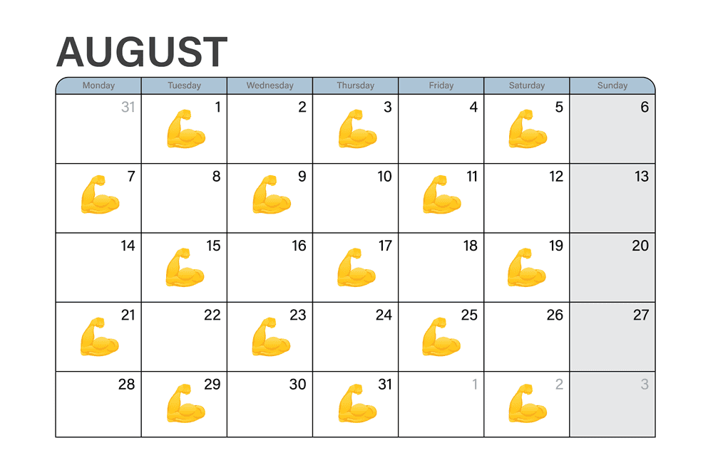 Bicep workout calendar