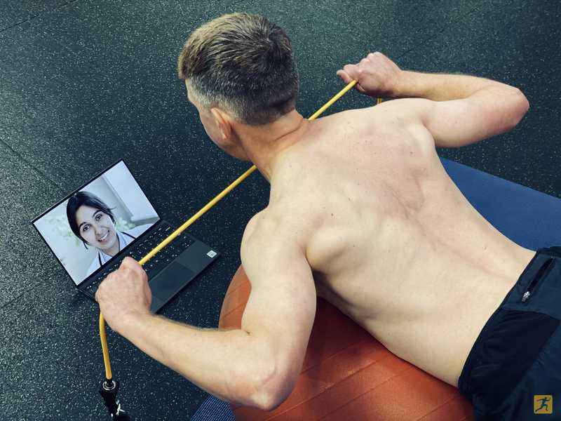Man doing virtual physical therapy