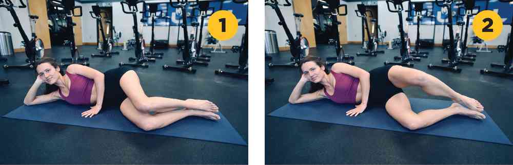 Woman demonstrating clamshell exercise