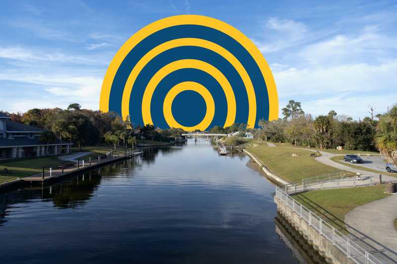 Aerial view of canal in Palm Coast, Florida