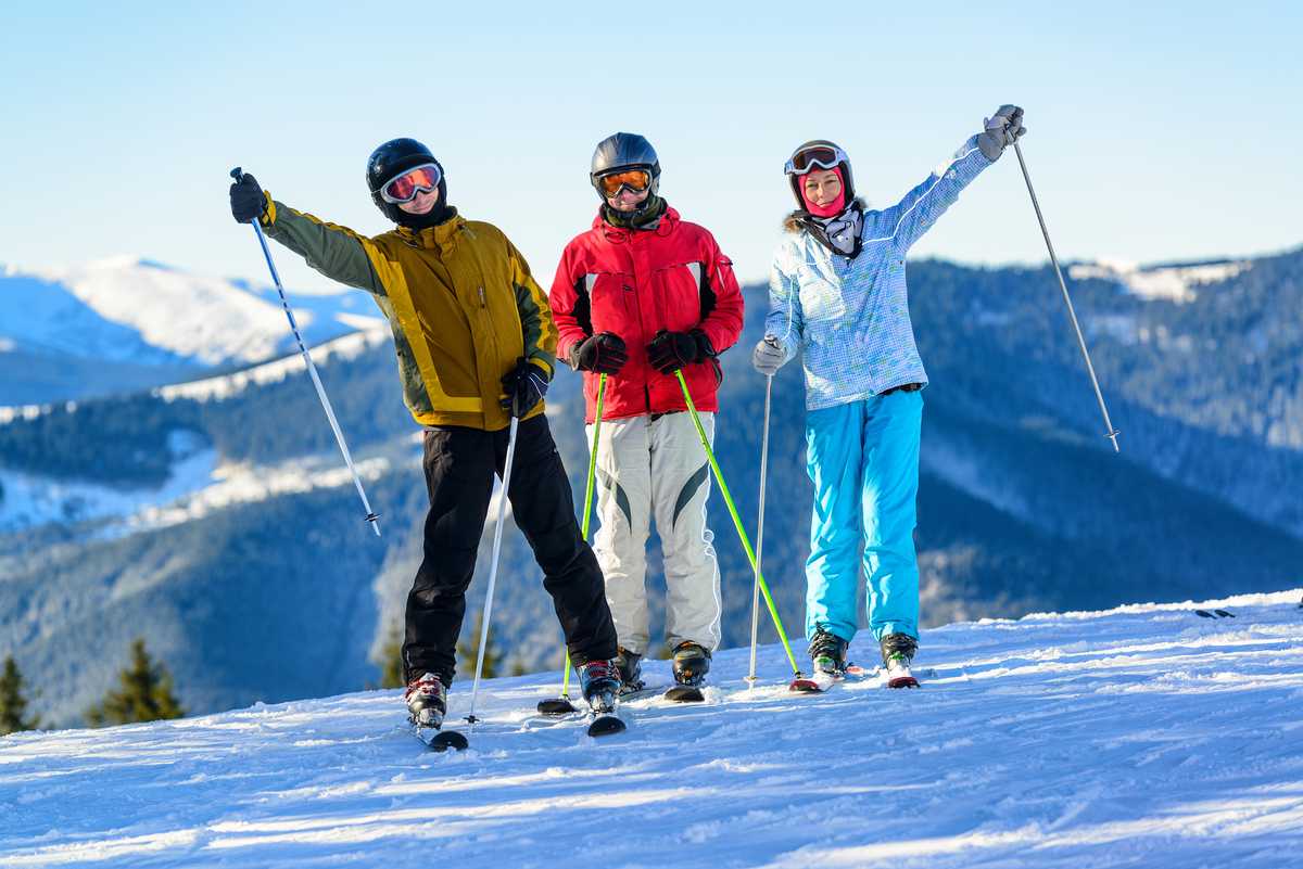 Happy and healthy skiers on the slopes