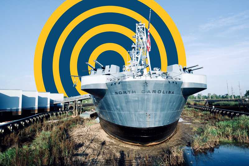 Front view of USS North Carolina Battleship in Wilmington